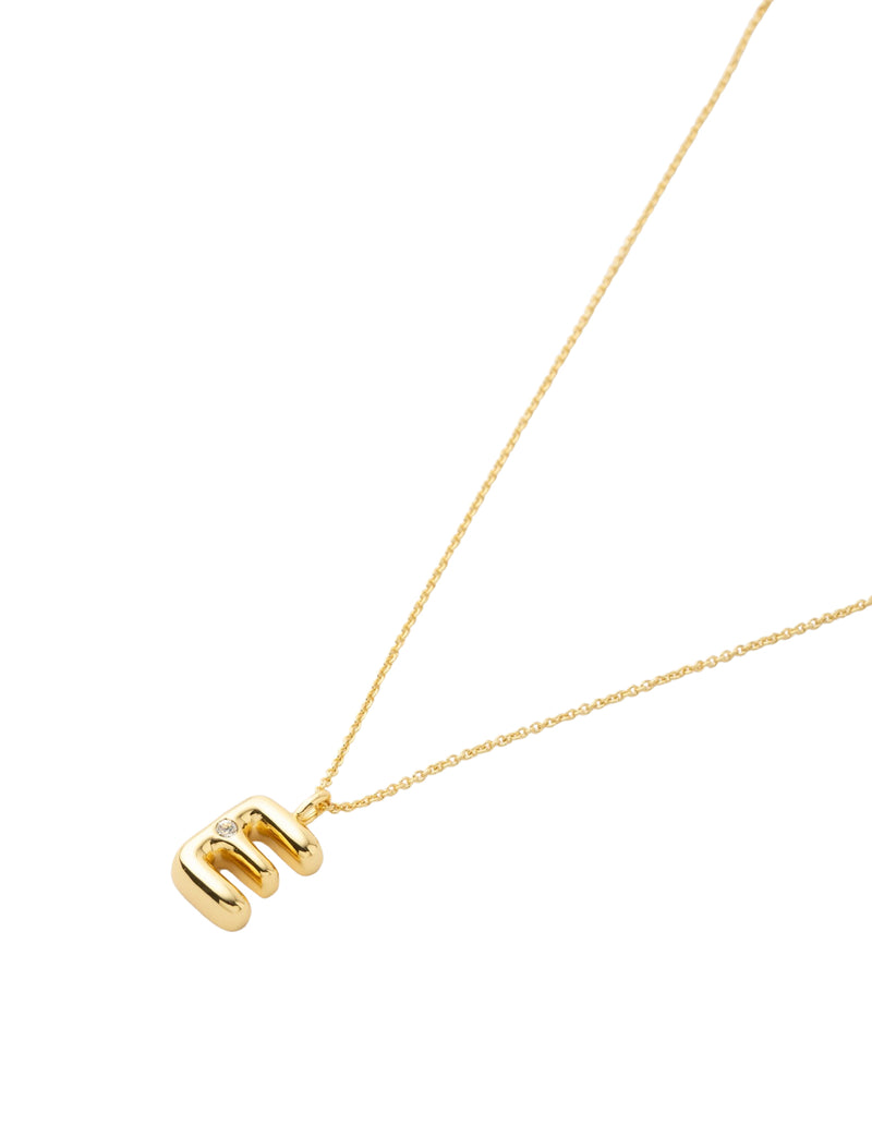 Mocha Bubble Initial Necklace - E - Light Gold