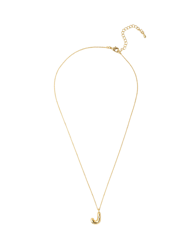 Mocha Bubble Initial Necklace - J - Light Gold