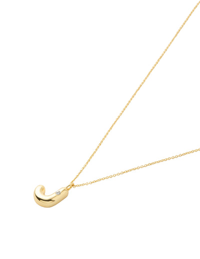 Mocha Bubble Initial Necklace - J - Light Gold