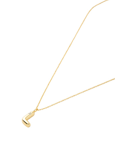 Mocha Bubble Initial Necklace - L - Light Gold