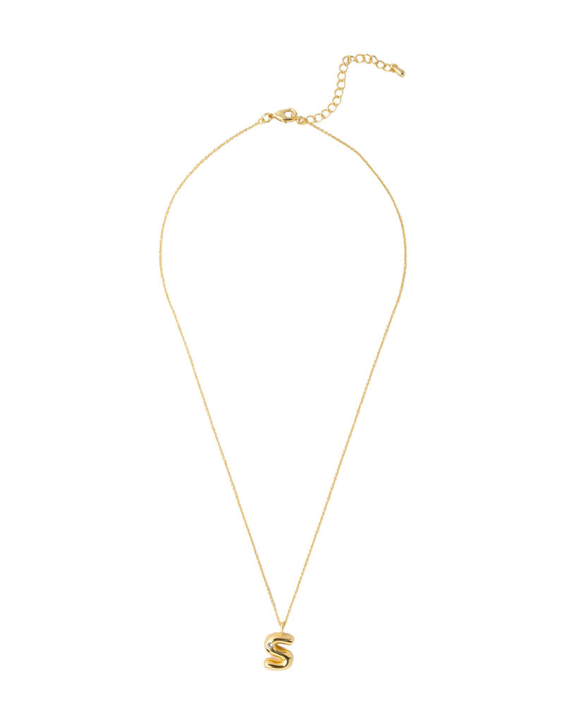 Mocha Bubble Initial Necklace - S - Light Gold