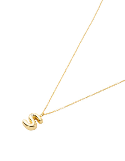 Mocha Bubble Initial Necklace - S - Light Gold