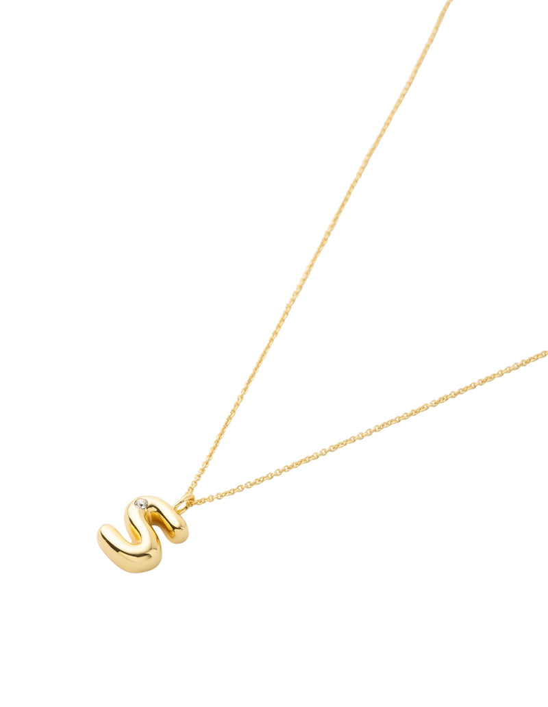 Mocha Bubble Initial Necklace - S - Light Gold