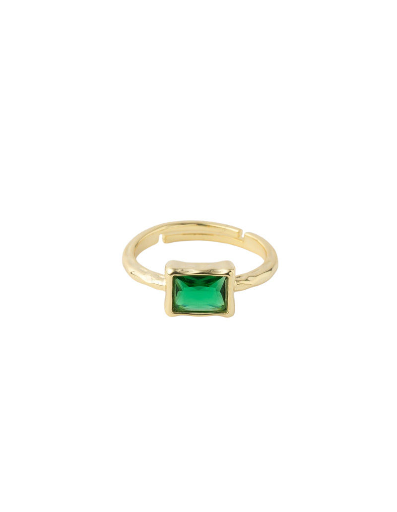 Mocha Sofia Emerald Pendant Ring - Light Gold