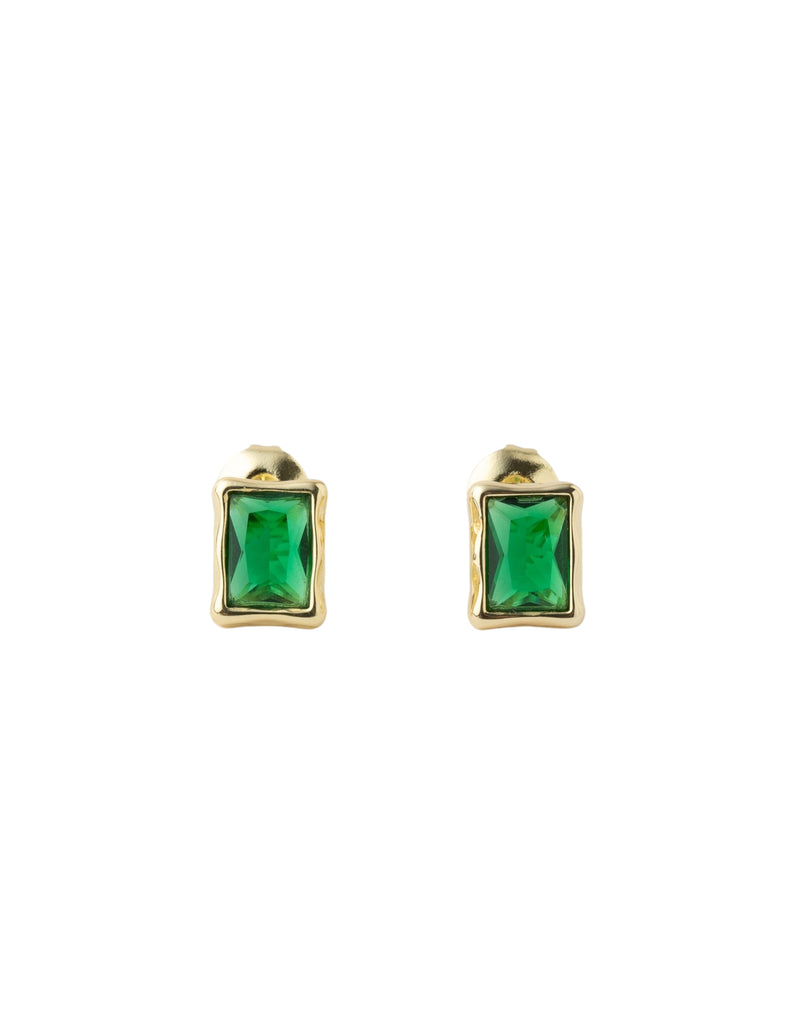 Mocha Sofia Emerald Stud Earring - Light Gold