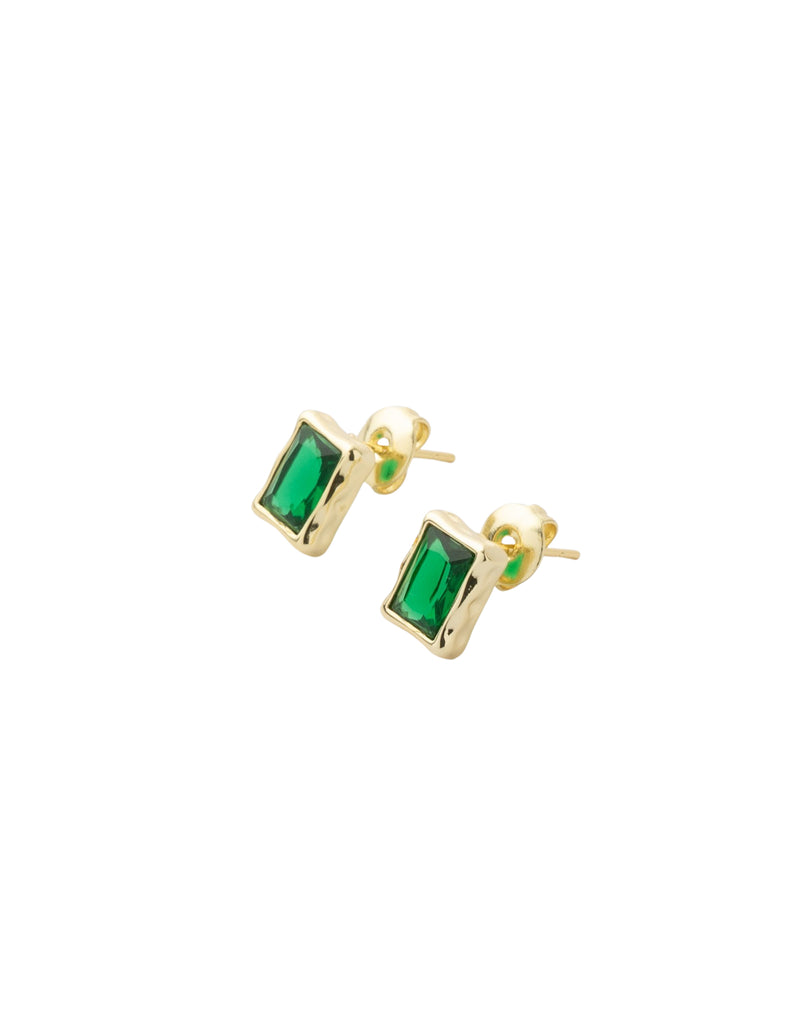 Mocha Sofia Emerald Stud Earring - Light Gold