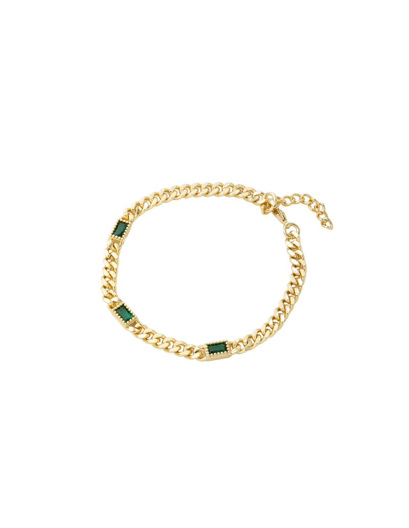 Mocha Emerson Chain Bracelet - Emerald/Gold