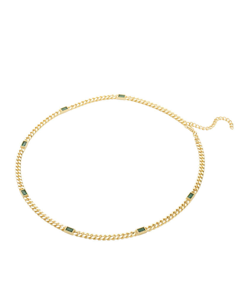 Mocha Emerson Chain Necklace - Emerald/Gold