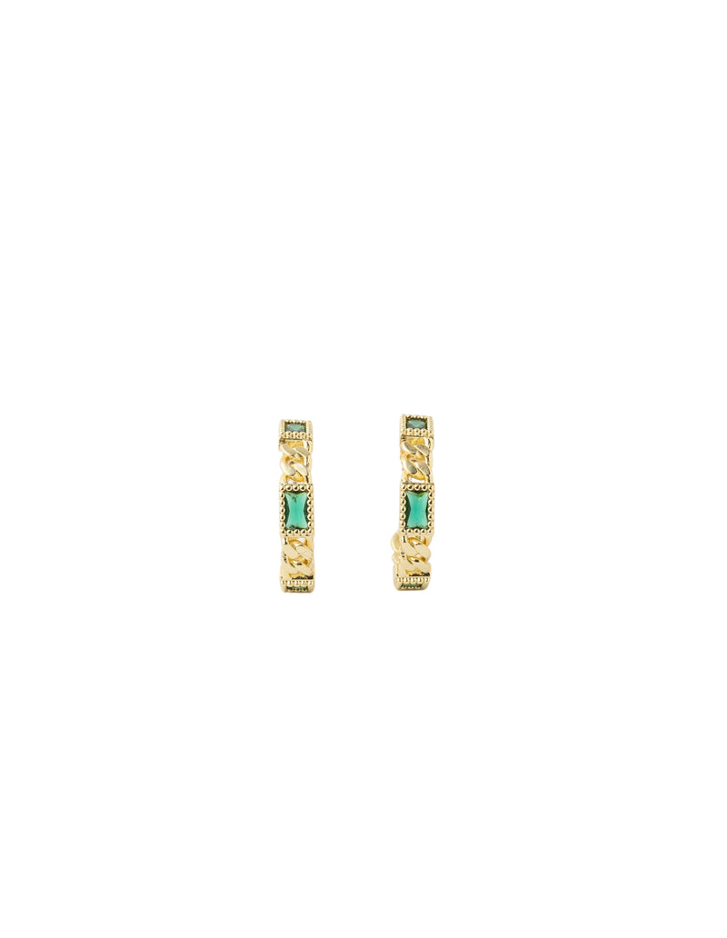 Mocha Emerson Chain Hoop Earring - Emerald/Gold