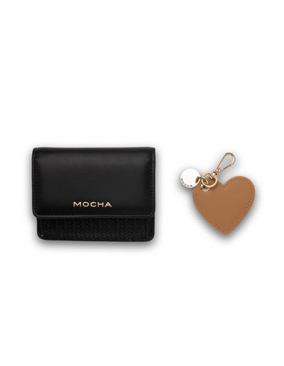 Mocha Gift Pack 2A - Tessa Small Wallet & Savannah Heart Key Ring - Black