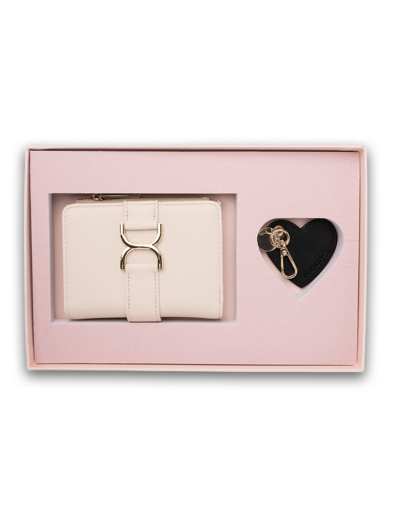 Mocha Gift Pack 3A - Paloma Small Wallet & Savannah Heart Key Ring - Oat