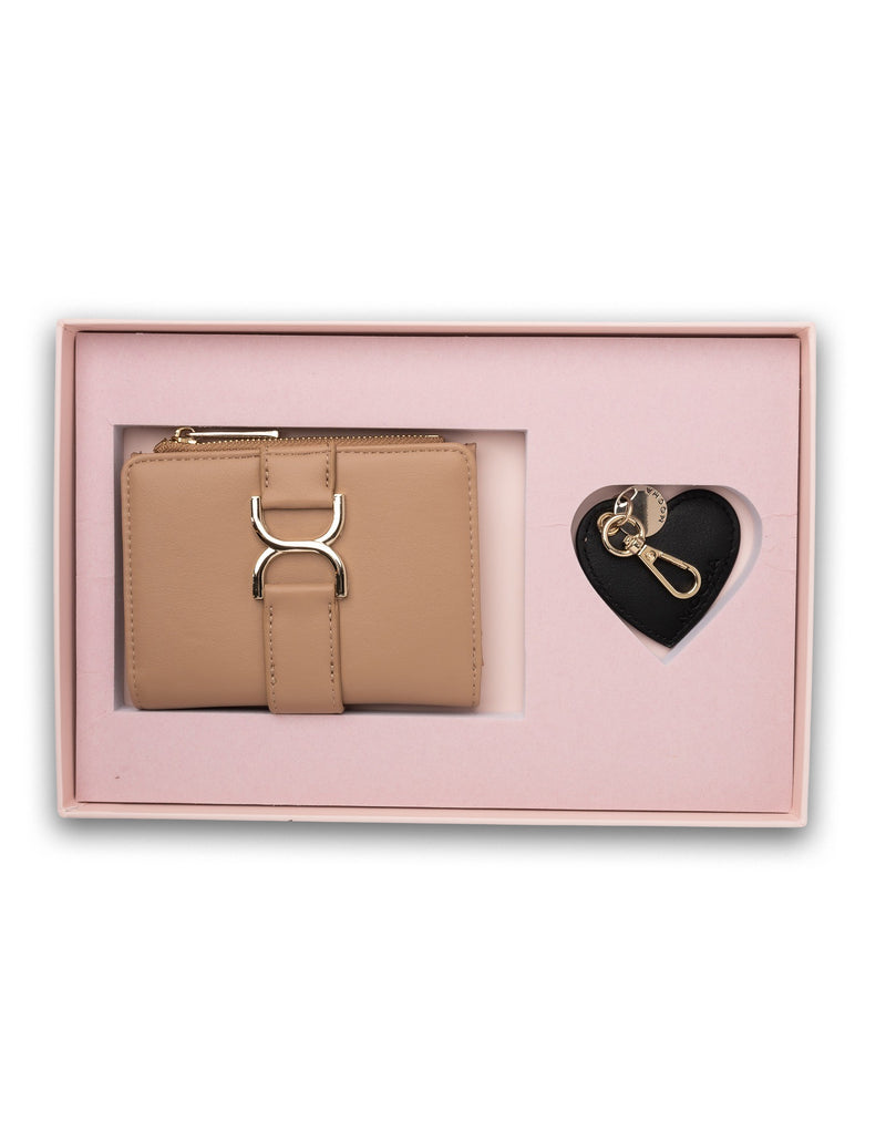 Mocha Gift Pack 3B - Paloma Small Wallet & Savannah Heart Key Ring - Camel