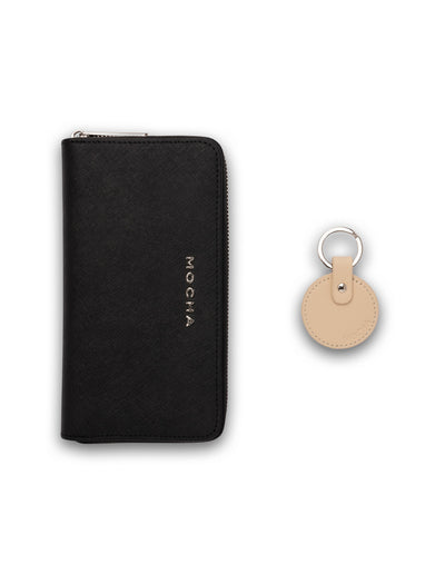 Mocha Gift Pack 7A - Kristi Leather Wallet & Key Ring - Black