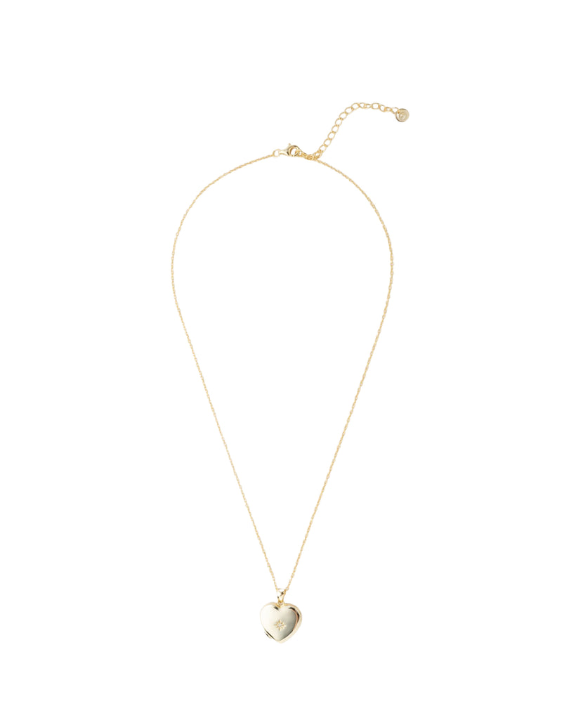 Elly Lou Lana Heart Locket Necklace - Light Gold