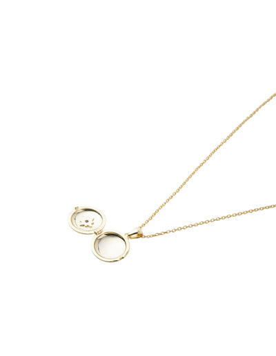 Elly Lou Lana Round Locket Necklace - Light Gold