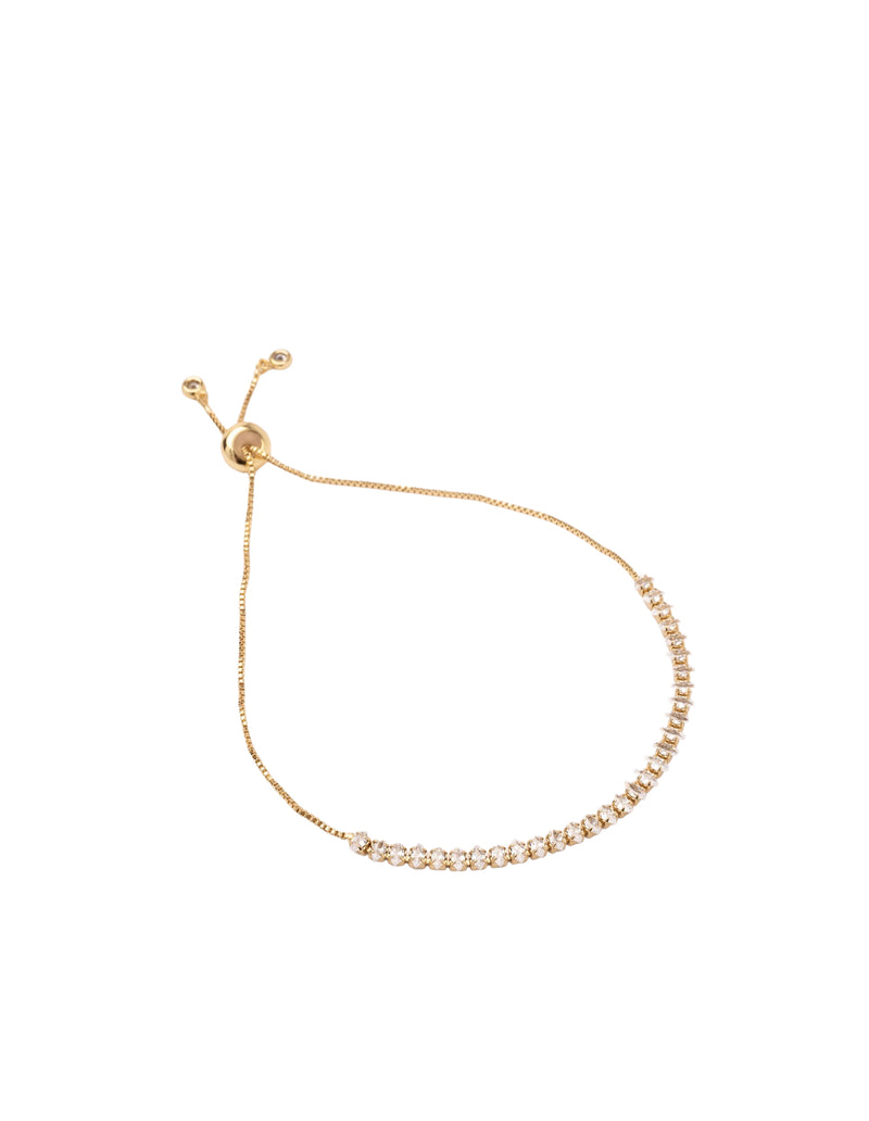 Mocha Georgina Adjustable Tennis Bracelet - Light Gold