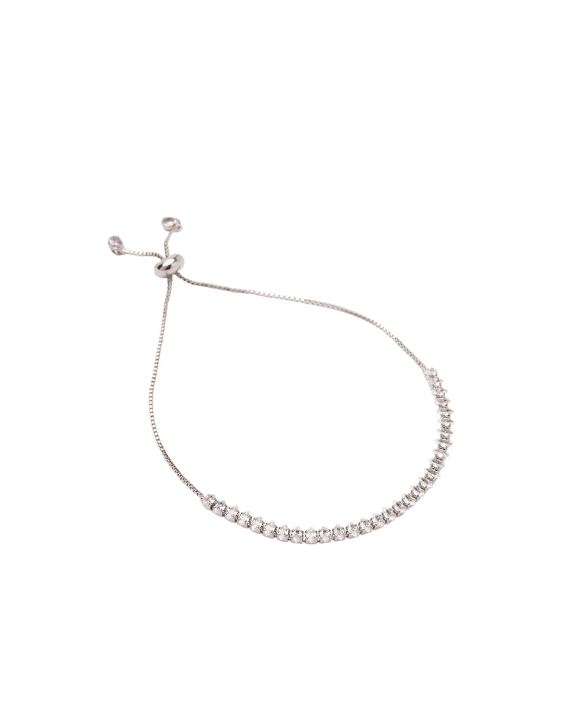 Mocha Georgina Adjustable Tennis Bracelet - Silver