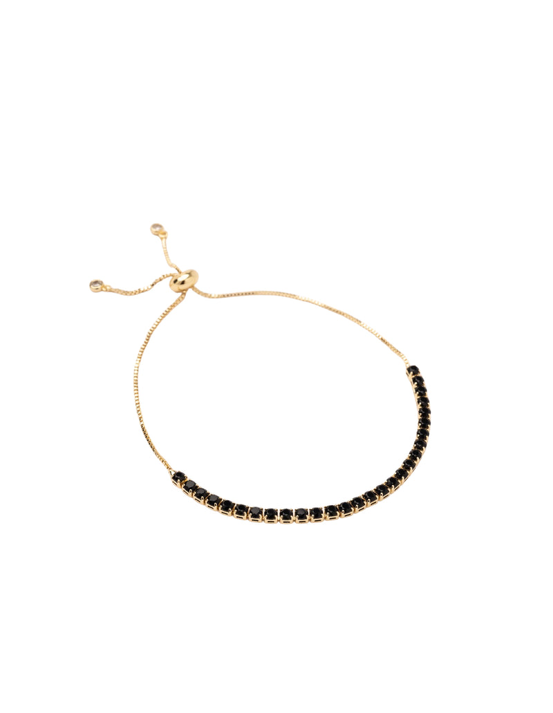 Mocha Keira Adjustable Tennis Bracelet - Light Gold