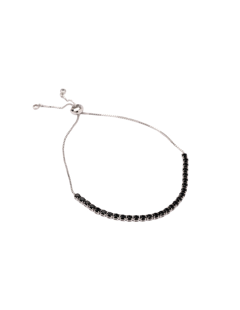 Mocha Keira Adjustable Tennis Bracelet - Silver