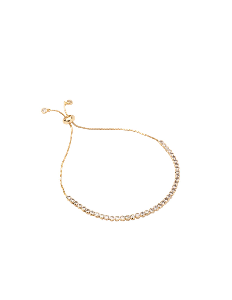 Mocha Everleigh Adjustable Tennis Bracelet - Light Gold