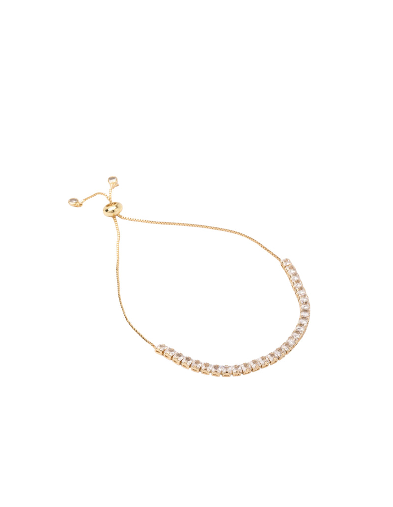 Mocha Tayla Adjustable Tennis Bracelet - Light Gold