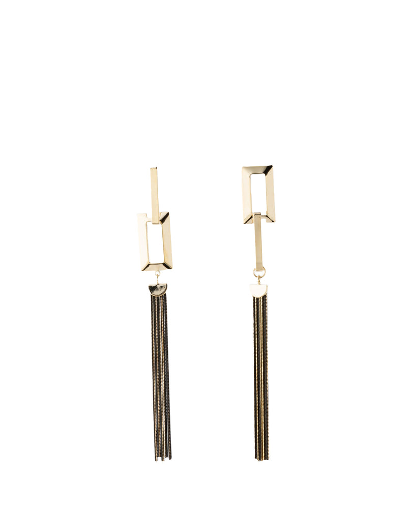 Mocha Esme Drop Tassel Earrings Black - Gold