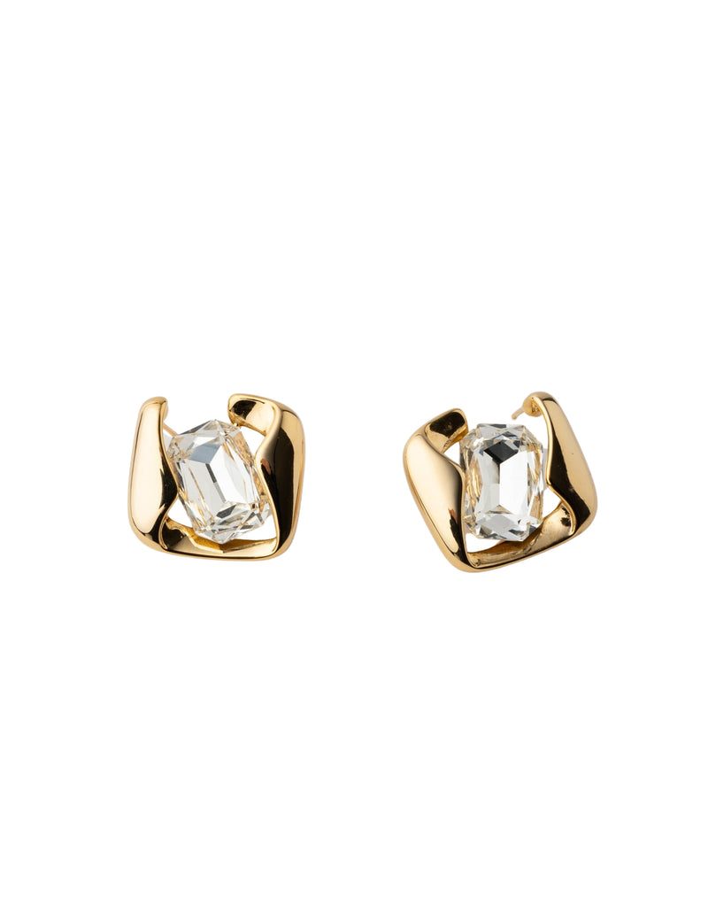 Mocha Josie Stud Earrings White - Gold