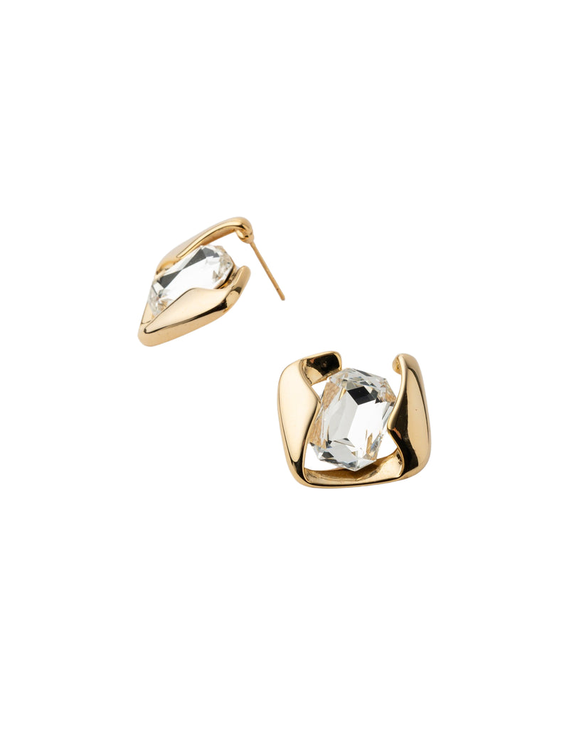 Mocha Josie Stud Earrings White - Gold