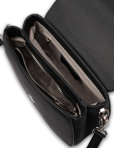 Mocha Sonya Leather Crossbody Bag - Black