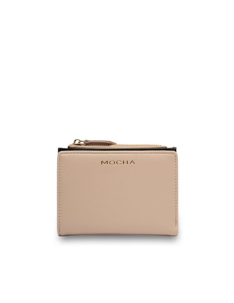 Mocha Small Classic Arya Wallet - Beige/Black