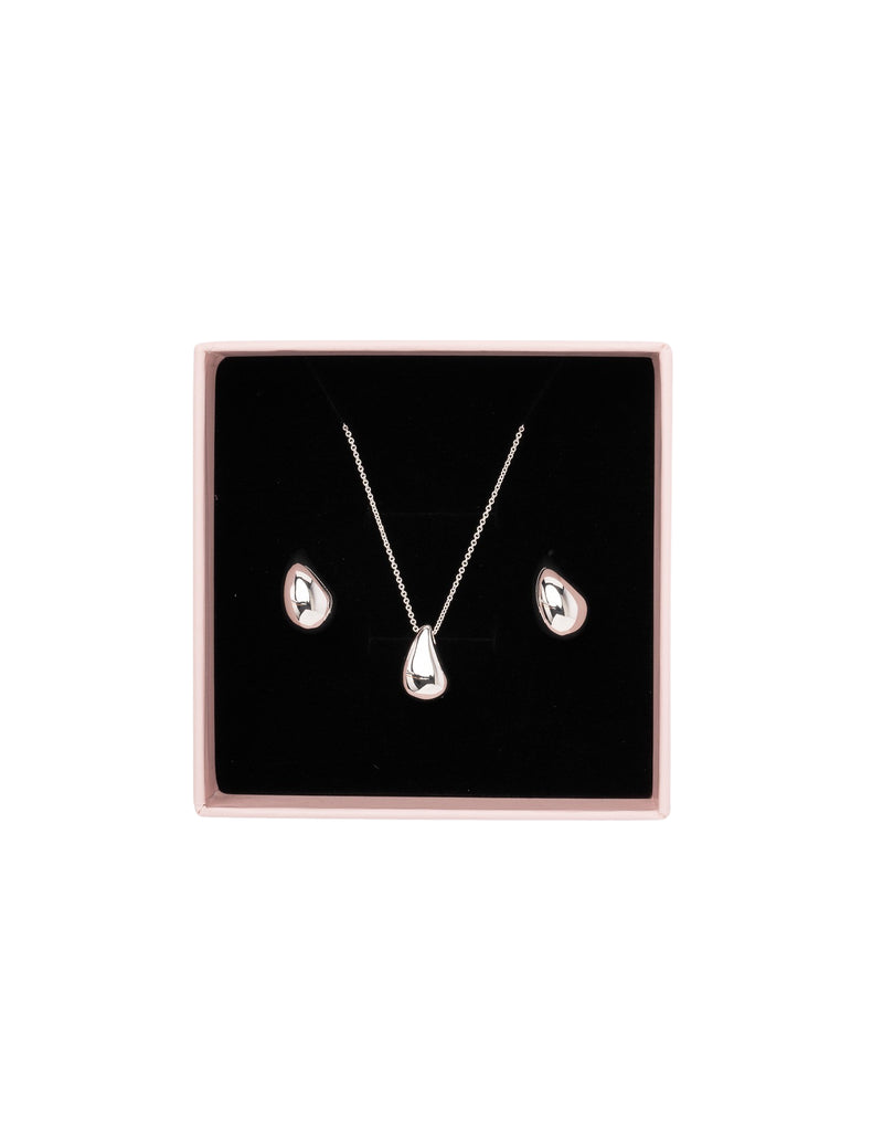 Mocha Gift Pack 13A - Mini Luna Necklace & Earrings - Silver