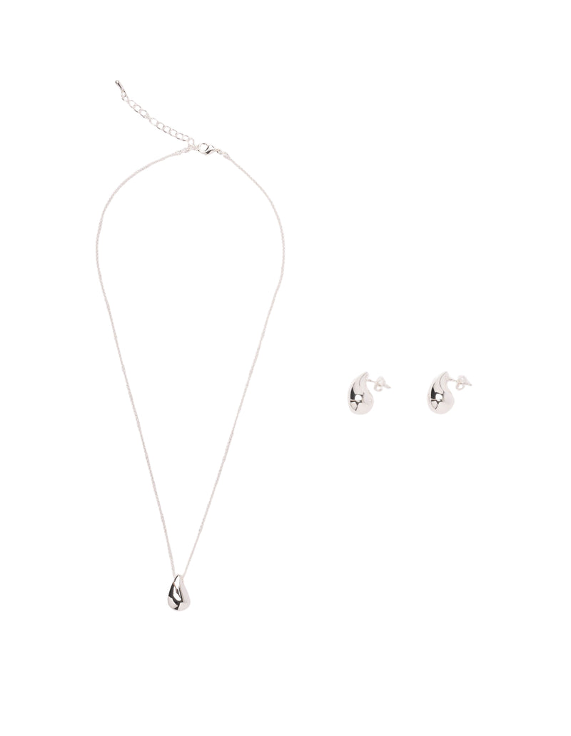 Mocha Gift Pack 13A - Mini Luna Necklace & Earrings - Silver