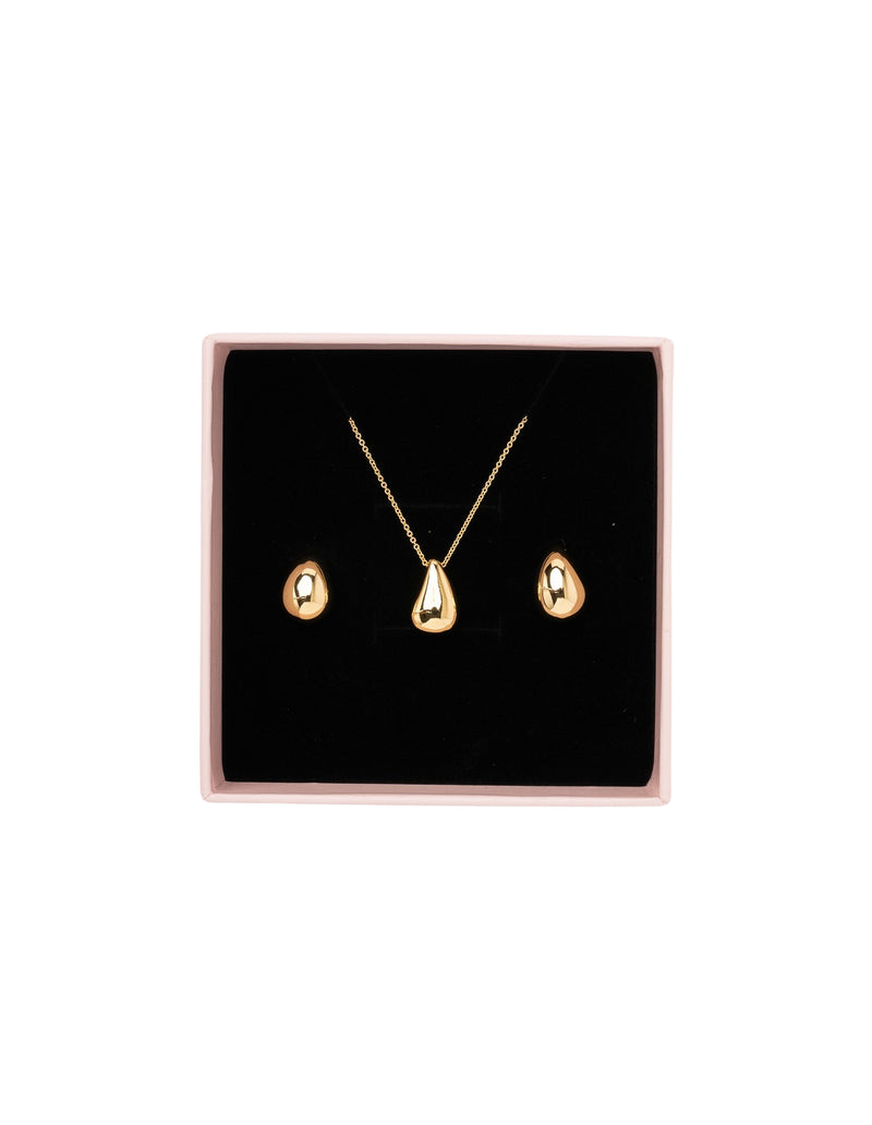 Mocha Gift Pack 13B - Mini Luna Necklace & Earrings - Light Gold