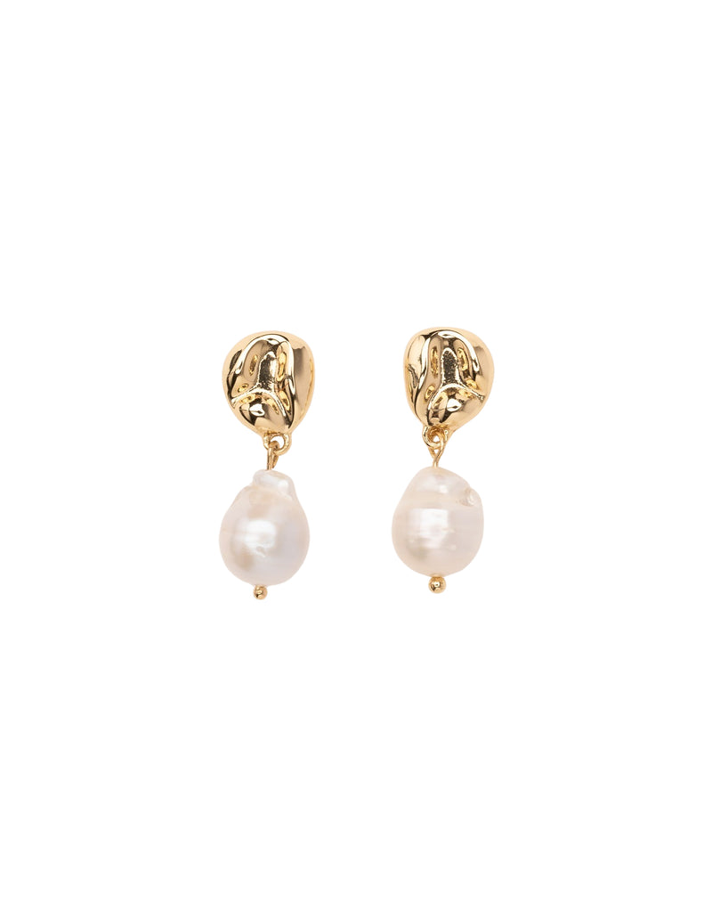 Mocha Margot Baroque Pearl Earrings - Light Gold