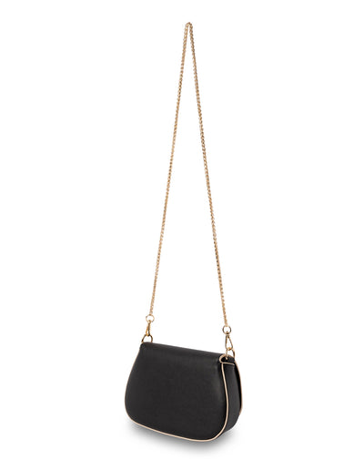 Mocha Daisy Crossbody Bag with Chain - Black