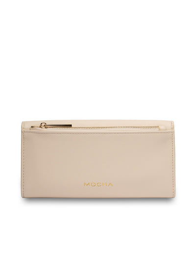 Mocha Daisy Long Wallet - Cream