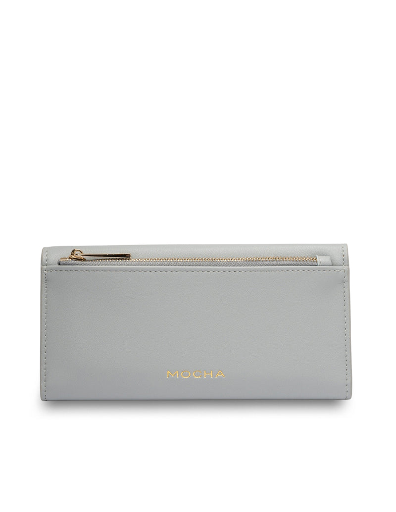 Mocha Daisy Long Wallet - Light Blue