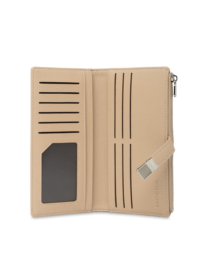 Mocha Piper Long Wallet - Almond