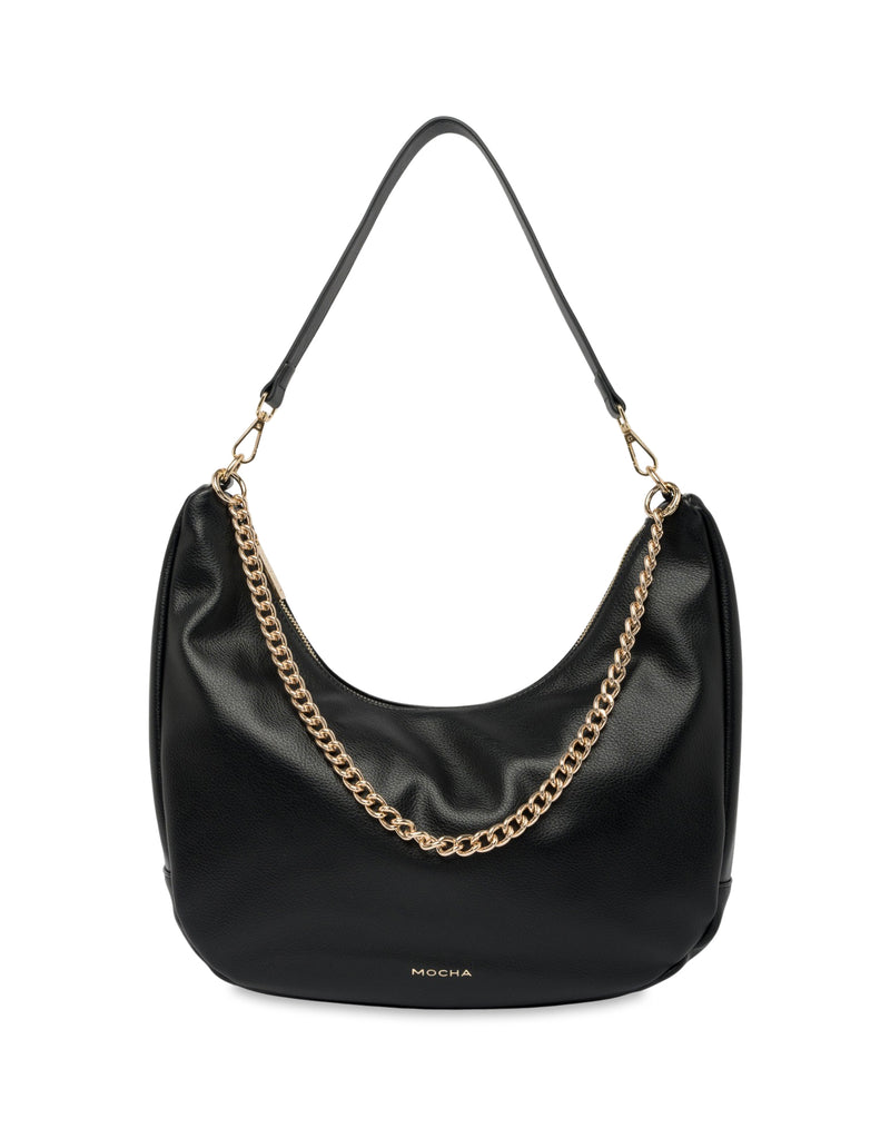 Mocha Harlow Hobo Crossbody Bag - Black