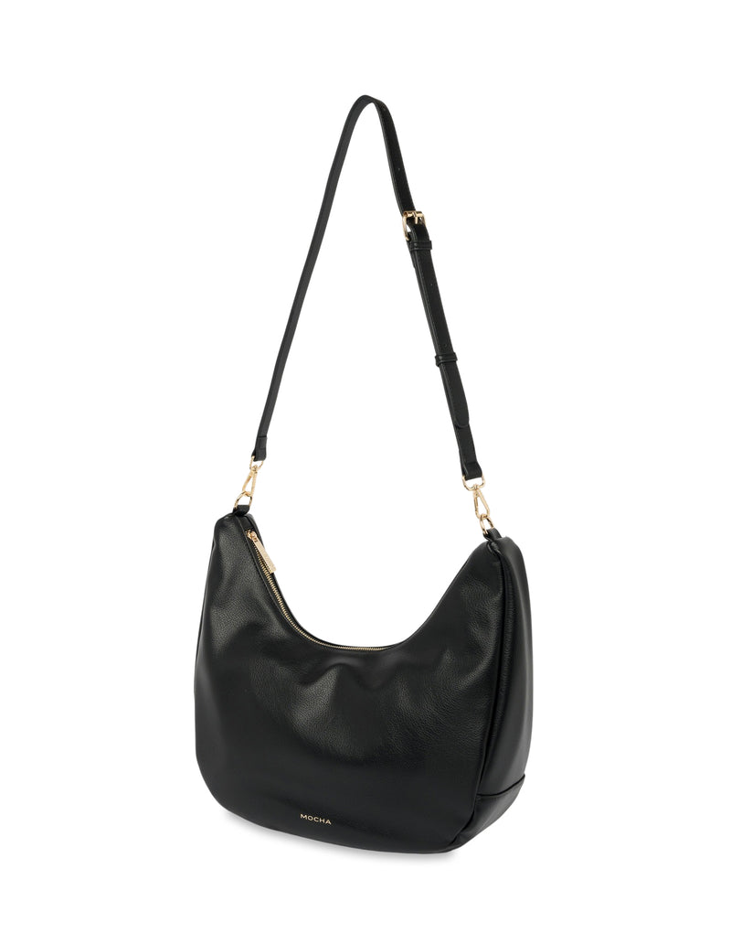 Mocha Harlow Hobo Crossbody Bag - Black