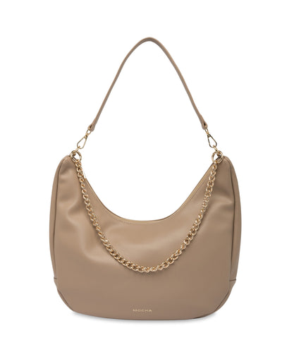 Mocha Harlow Hobo Crossbody Bag - Almond