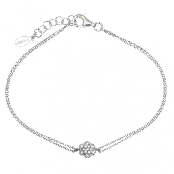 Gregio Simply Me/ Tiny Shiny Bracelet w/ Cz Flower - Silver