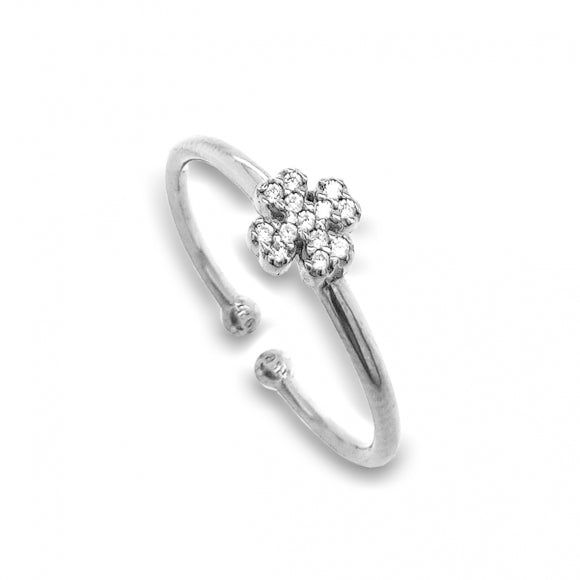 Gregio Simply Me Ring w/ Cz Clover - Silver