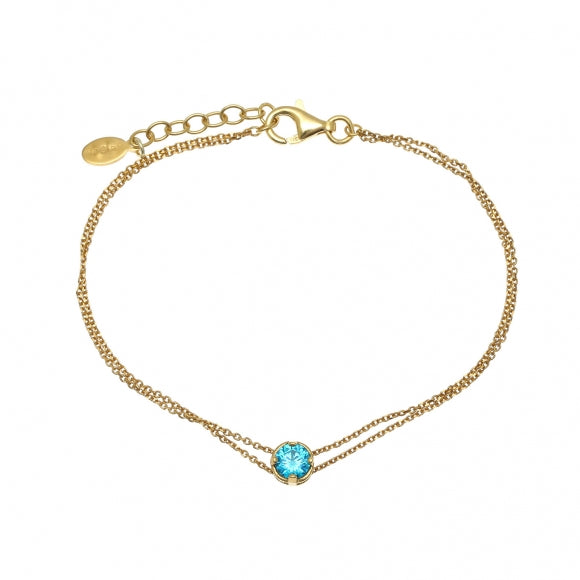 Gregio Simply Me/ Tiny Shiny Yg Bracelet w/ Blue Cz - Gold