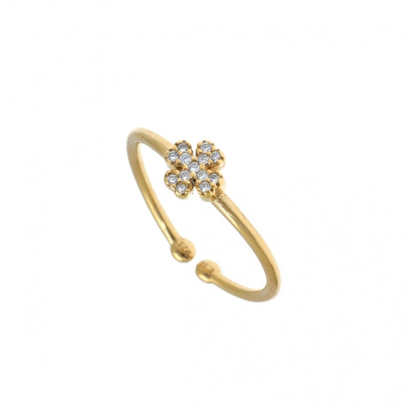 Gregio Simply Me Yg Ring w/ Cz Clover - Gold