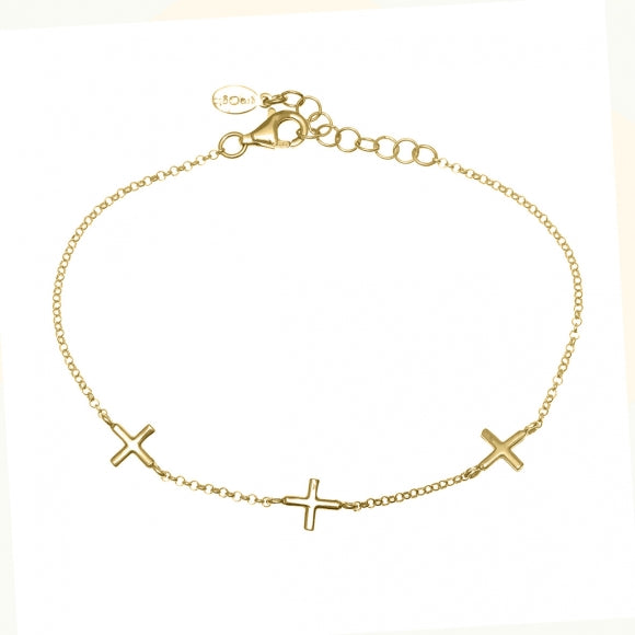 Gregio Simply Me/ Tiny Shiny Yg Bracelet w/ Three Crosses - Gold