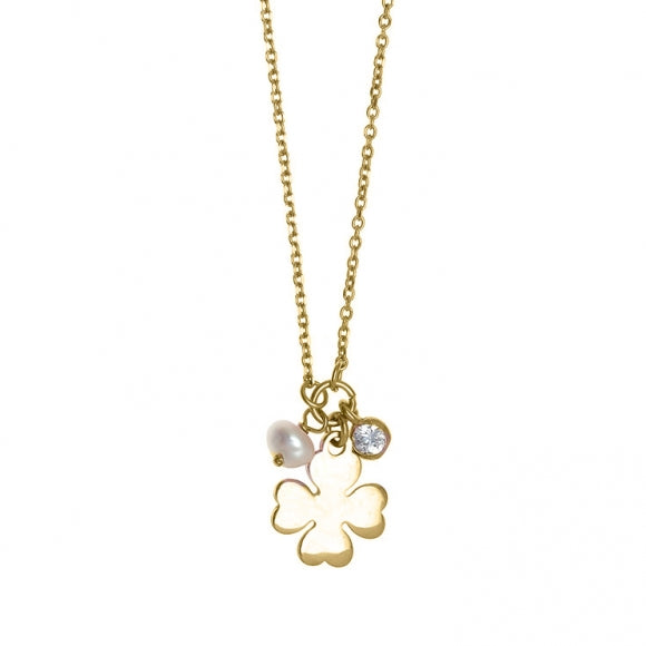 Gregio Simply Me/ Tiny Shiny Yg Necklace w/ Clover - Gold