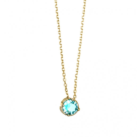 Gregio Simply Me/ Tiny Shiny Yg Necklace w/ Blue Cz - Gold