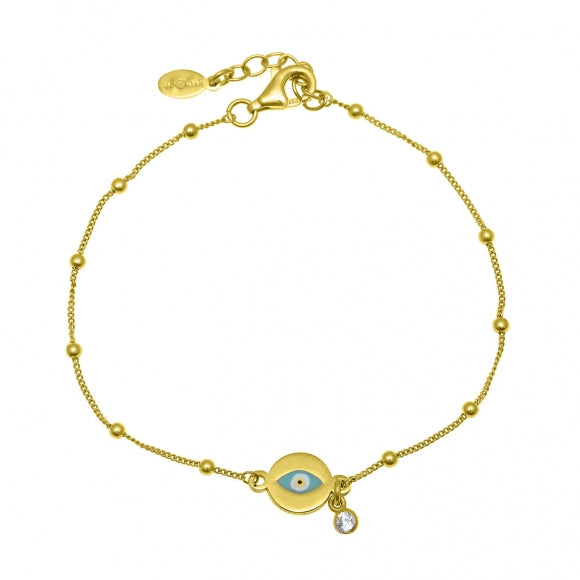 Gregio Bracelet W/ Ball Chain and Evil Eye- Gold