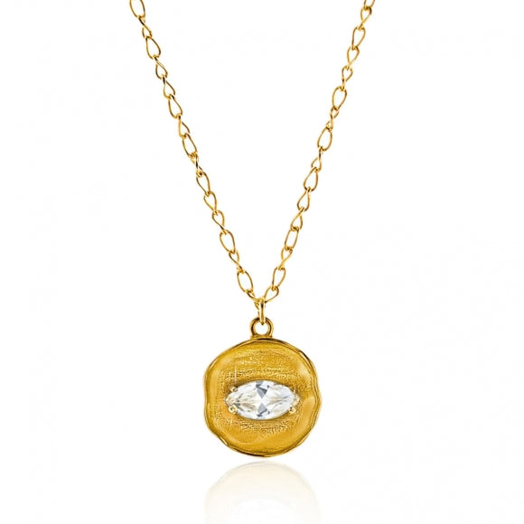 Gregio Funky Metal Yg Necklace w/ White Cz - Gold